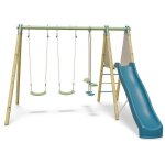 Portique bois / m�tal - 3 agr�s avec toboggan - optima 2 - aleo by trigano