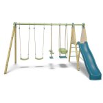 Portique bois / m�tal - 6 agr�s avec toboggan - kahuna 2 - aleo by trigano