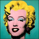 Poster affiche - fabulous bijoux - andy warhol - portrait marilyn monroe - 31cm x 31cm - bleu pop art ...