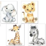 Poster chambre denfant animaux de la jungle ensemble 4 gar�on filles cartoon animaux affiche d�coration ...