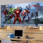 Poster g�ant �quipe avengers marvel - marvel - pour les enfants - rectangulaire - bleu - h 90 x l 202 ...