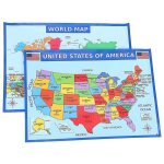 Poster g�ographique �ducatif des �tats - unis et du monde entier pour la classe et la maison