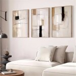 Posters modernes art abstrait - suteo - lot de 3 - sans cadre - 40x50 cm - beige noir marron - impression ...