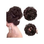 Postiche chignon ondul� brun fonc� jjstar 55 g ? queue de cheval volumineuse synth�tique