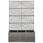 Pots cache - pots jardiniere en treillis 3 pots 83x30x130 cm resine tressee gris Pots cache - pots jardiniere en treillis 3 pots 83x30x130 cm resine tressee gris