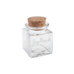 Pot carr baptme bouchon lige 4x6cm transparent