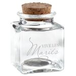Pot carr� vive les mari�s verre 4x4x6cm transparent