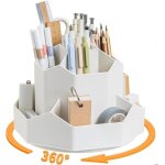 Pot a crayon bureau - pot � crayon - rotation � 360 degr�s avec 9 compartiments - organisateur de bureau ...