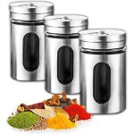 Pots  pices - inox - lot de 3 - design moderne - systme de dosage rglable - rsistants  la rouille ...