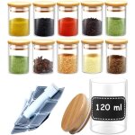 Pot a epices en verre - lot de 10 bocaux en verre et 10 etiquettes - 120ml - hermtique - lavable au ...