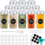 Pots à epices en verre lot de 12 bocaux à epices carrés 120 ml avec 72 etiquettes 2 stylos et 1 entonnoir ... Pots à epices en verre lot de 12 bocaux à epices carrés 120 ml avec 72 etiquettes 2 stylos et 1 entonnoir ...