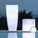 Pot de fleurs agave rond avec lampe blanche h90  40cm - plastique - blanc - 20 l - non - oui