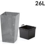 Pot de fleurs bac � fleur cache pot jardini�re style b�ton anthracite 26 litres terrasse jardin int�rieur ...