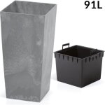Pot de fleurs bac  fleur cache pot jardinire style bton anthracite 91 litres terrasse jardin intrieur ...