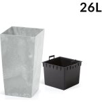 Pot de fleurs bac  fleur cache pot jardinire style bton gris 26 litres terrasse jardin intrieur extrieur ...
