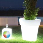 Pot de fleurs begonia en r�sine rond h45 led multicolor � 50cm - plastique - 40 l - blanc - rond - multicolore ...