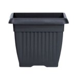Pot de fleurs carr� 252 l cache pot jardini�re en plastique anthracite 37x37x30 cm usage interieur exterieur ...
