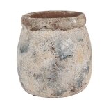 Pot de fleurs - clayre & eef - � 14x14 cm - beige bleu - terre cuite - rond