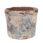 Pot de fleurs - clayre & eef - modle 6te0526s -  12x10 cm - beige bleu - terre cuite