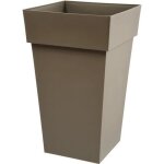 Pot de fleurs haut carr� 39 cm - eda - toscane - 62 l - 39 x 39 x h. 65 cm - taupe