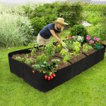 Pot de fleur - multi - grille - rectangulaire - 60x60x30cm - sac de plantation - noir