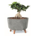 Pot de fleurs pieds jardiniere rond 39 cm bac a fleurs plastique gris béton Pot de fleurs pieds jardiniere rond 39 cm bac a fleurs plastique gris béton