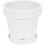 Pot de fleurs - botle - rond - 35 x 32 cm - plastique blanc - int�rieur et ext�rieur