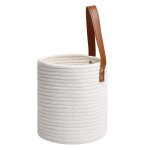 Pot de fleur suspendu en corde tiss�e - blanc - d�coration murale rustique
