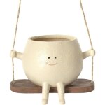 Pot de fleurs - swing face - blanc - rond - plastique - pour plantes dintrieur