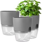 Pots � herbes aromatiques auto - arrosants - dema - lot de 3 pi�ces - arrosage automatique - indicateur ...