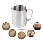 Pot  lait 350ml acier inoxydable pichet  lait moussant avec la ligne de mesure pour faire des cappuccino ...