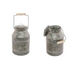 Pot � lait en zinc avec couvercle 22 cm - gris