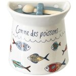 Pot mural à sel en céramique avec cuillère en bois Pot mural à sel en céramique avec cuillère en bois