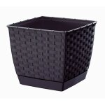 Pot plastique carr avec soucoupe drlk250 - s433 - gris anthracite - prosperplast