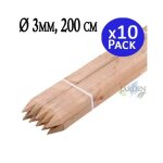 Poteau en bois - suinga - lot de 10 - 200 cm - diam�tre 3 cm