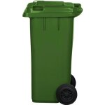 Poubelle 120l vert  roulettes avec roues en caoutchouc pleines pour les dchets et le recyclage tri ...