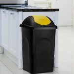 Poubelle 60 litres - avec couvercle - collecteur de d�chets - noir / jaune