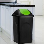 Poubelle 60 litres - avec couvercle - collecteur de d�chets - noir / vert