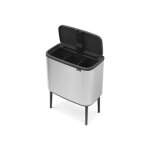 Poubelle bo touch bin tri 3 x 11 litres inox mat brabantia gris