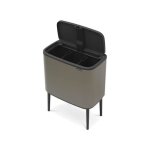 Poubelle bo touch bin tri 3 x 11 litres platinium brabantia marron Poubelle bo touch bin tri 3 x 11 litres platinium brabantia marron