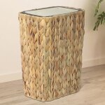 Poubelle boho 12l salle bain corbeille & poubelle rotin 2 - en - 1 couvercle pop - up anti - odeurs beige ...