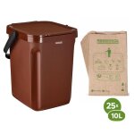Poubelle � compost 10l et 25 sacs papier biod�gradables 10l marron