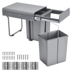 Poubelle coulissante pour armoire de cuisine - duoku - collecteur de d�chets sous �vier - 20 l + 10 l ...