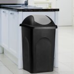 Poubelle - avec couvercle - collecteur de d�chets - noir et gris - 60 litres