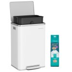 Poubelle de cuisine 50 l avec 15 sacs poubelle en acier seau int�rieur amovible en plastique avec couvercle ...