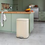 Poubelle de cuisine de 50 l corbeille en acier fermeture douce p�dale seau int�rieur amovible beige sable ...