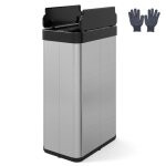 Poubelle cuisine automatique costway 60 l - tri selectif avec 2 bacs capteur mouvementfermeture douce ...