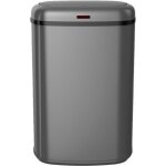 Poubelle cuisine automatique - logan - kitchen move - 58 l - inox gris mat avec cerclage