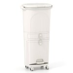 Poubelle de cuisine costway 42 l - 3 compartiment tri selectif et 1 tiroir de rangement beige