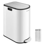 Poubelle de cuisine double, 30l et 20l, 2 compartiments, avec pdale et couvercles ailles, blanc nuage ...